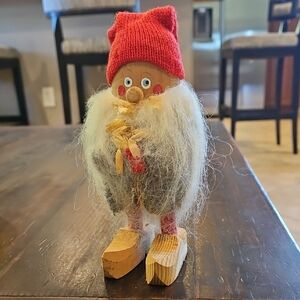 Vintage Klintas Hemslojd Swedish Folk Art Wood Santa With Wooden Shoes Figurine